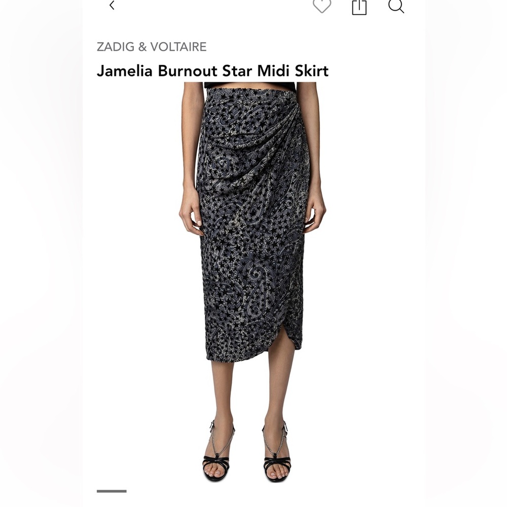 Zadig & Voltaire Jamelia Burnout Star Midi Skirt NWOT